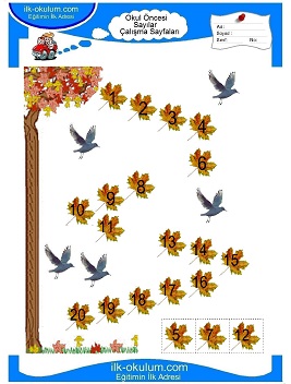 Çocuklar İçin Sayılar Çalışma Sayfaları 